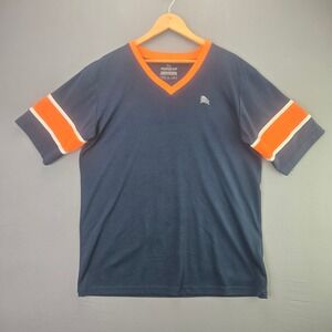 Cougar Sport T-Shirt Dryformance Active V-Neck L Navy Orange Striped Gym Top
